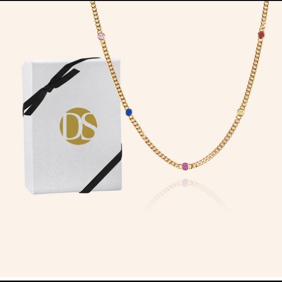 Daniela Swaebe HAPPY AND I KNOW IT 1.9CTW BEZEL SET STATION CURB CHAIN NECKLACE - Picture 2 of 4